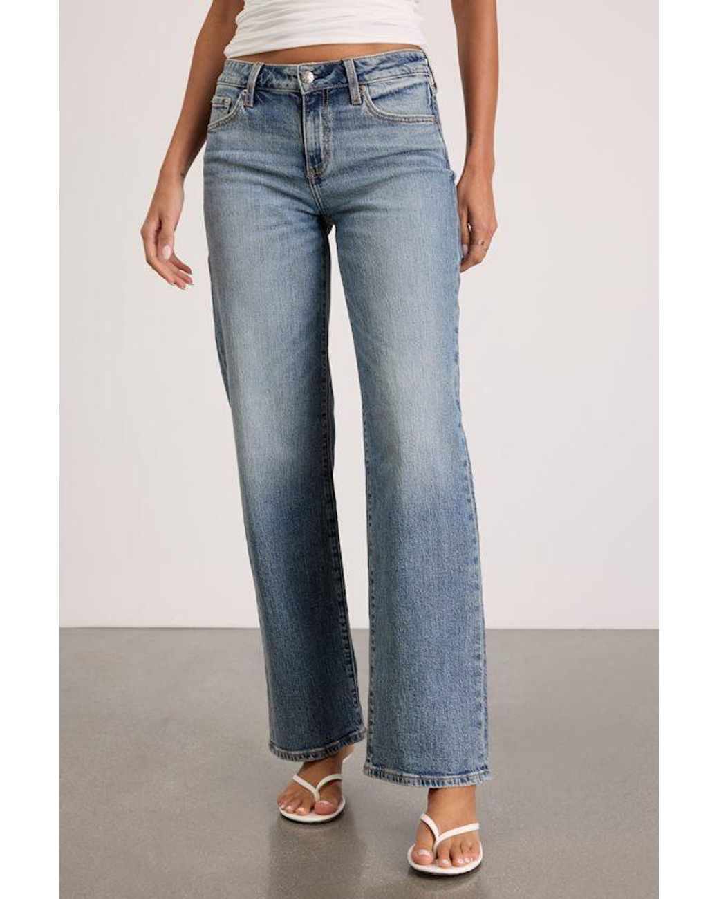 Daze Denim Blue Keeper Medium Wash Low-Rise Straight Jeans