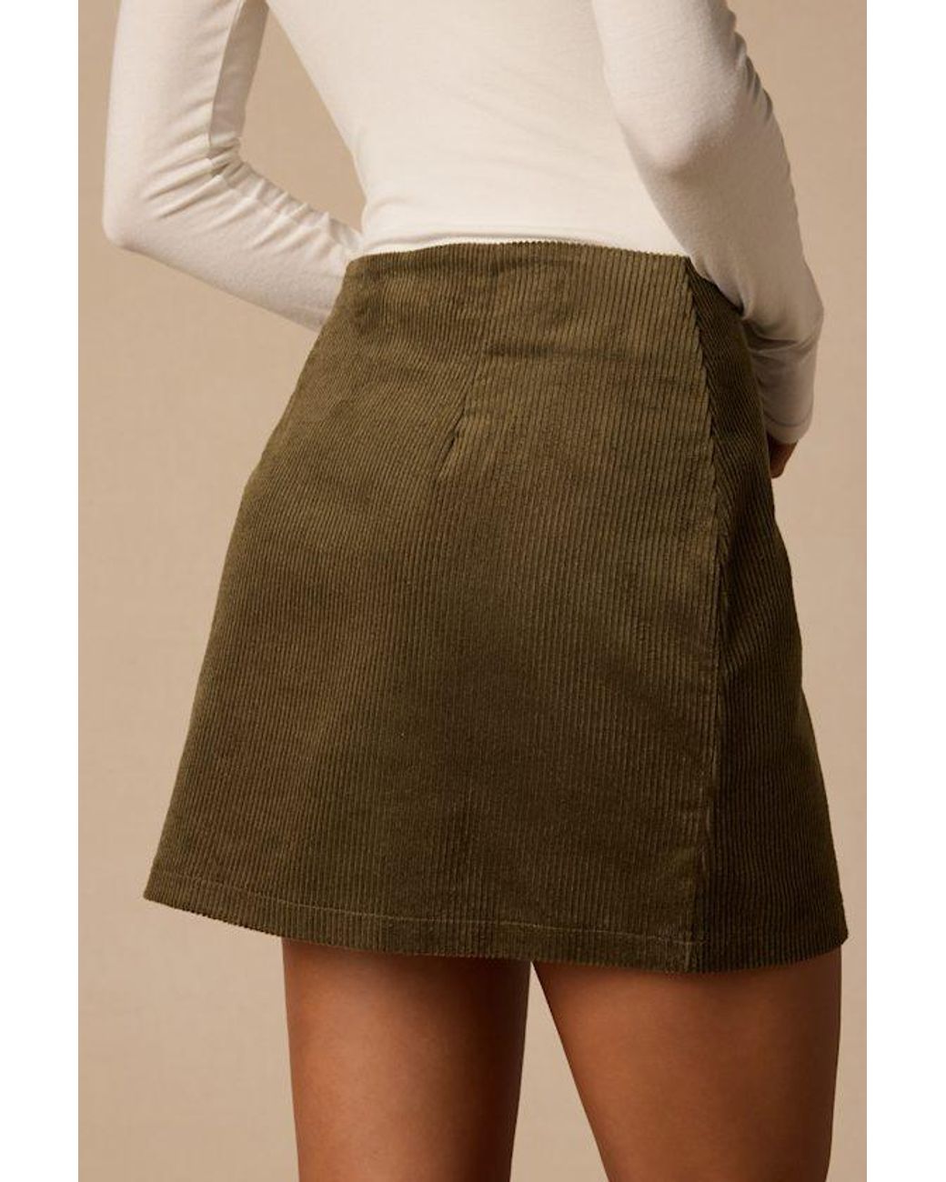 Lulus Natural Katherina Button Front Corduroy Skirt