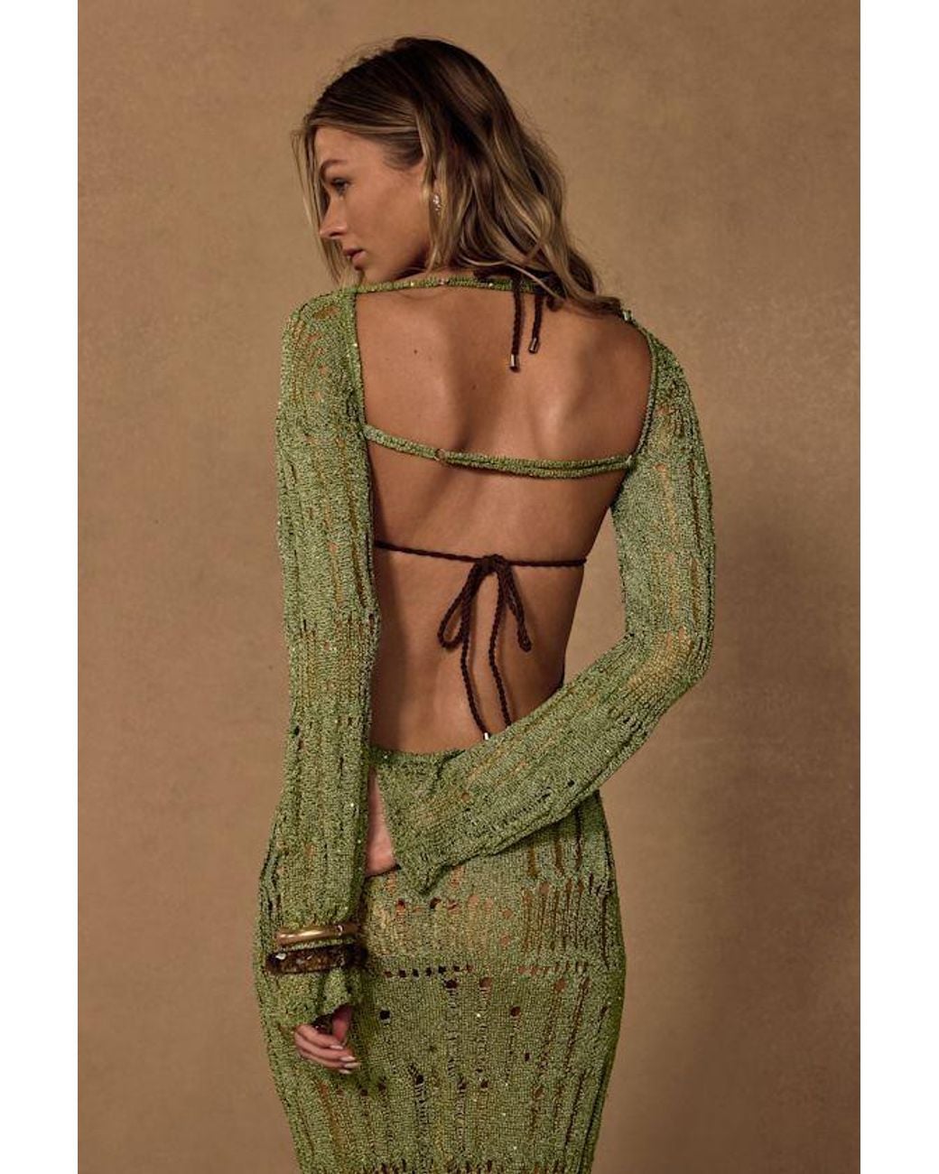 Lulus Natural Salise Shiny Distressed Maxi Swim Cover-Up