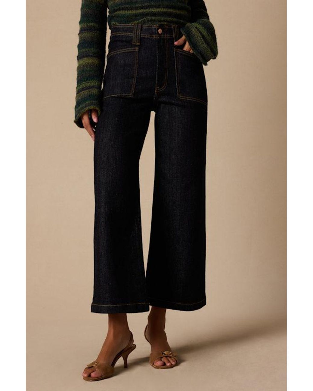 Daze Denim Blue Valley Girl Dark Wash Wide-Leg Denim Jeans