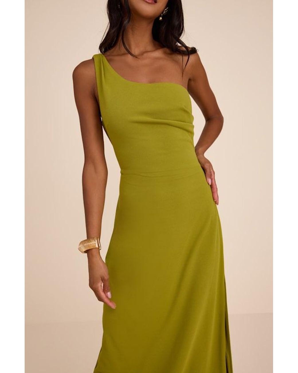 Lulus Green Maevyn Chartreuse Cowl Back Column Maxi Dress