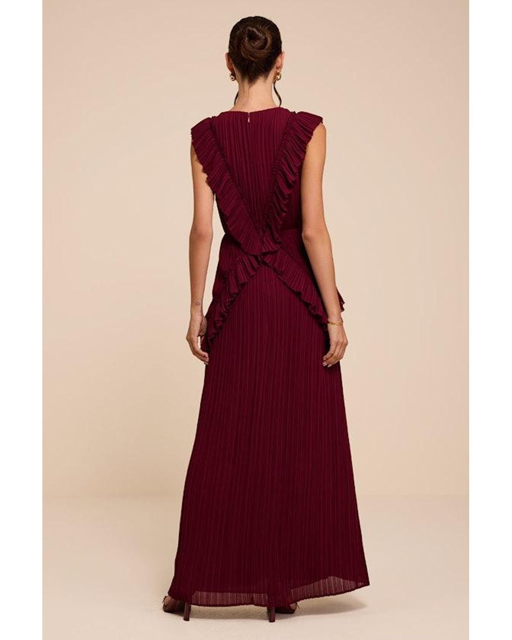 Lulus Red Flora Pleated Ruffled Maxi Dress
