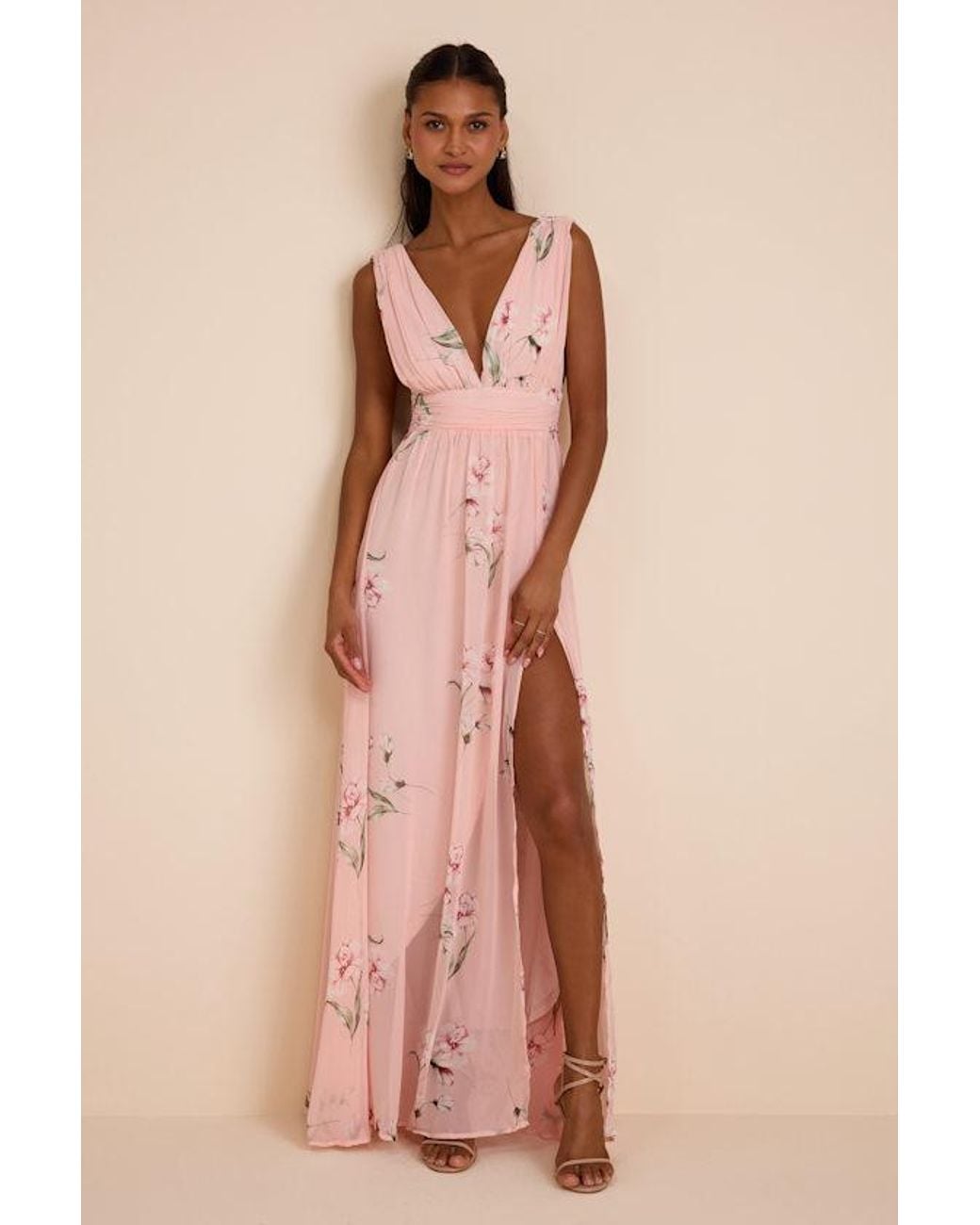 Lulus Natural Garden Meandering Floral Print Maxi Dress