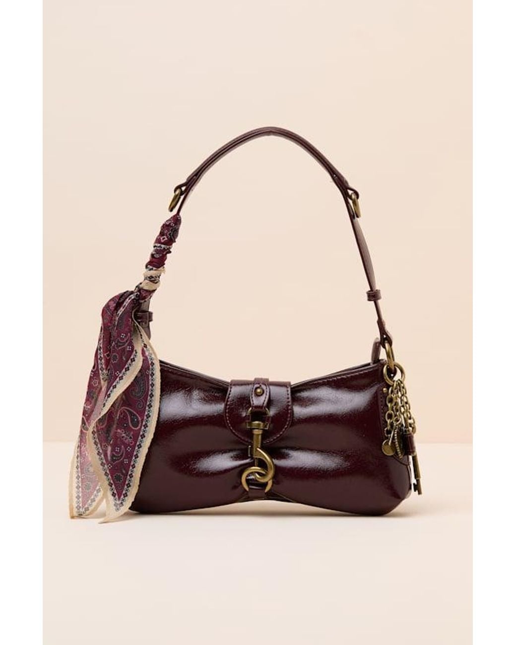 Steve Madden Red Vexa Wine Scarf Handle Shoulder Bag