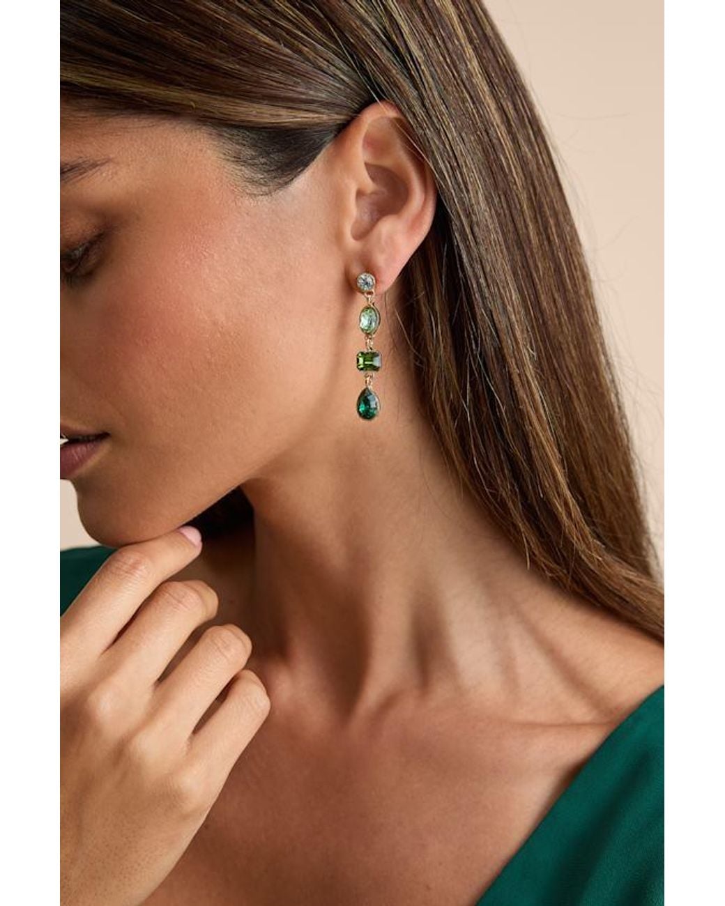 Lulus Brown Precise Radiance Rhinestone Drop Earrings
