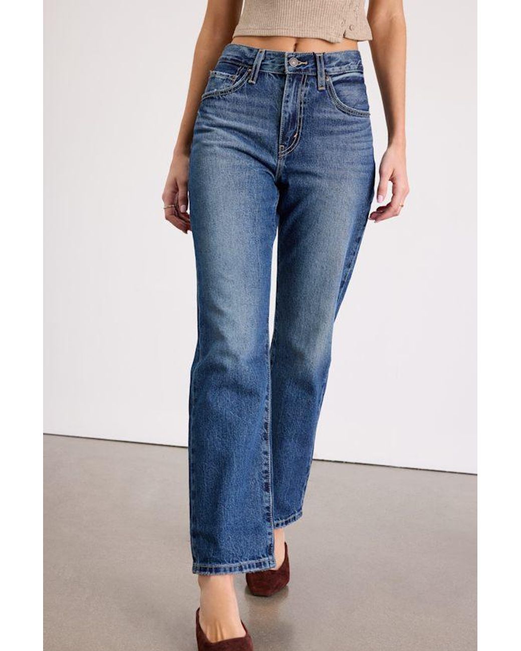 Levi's White Easy Dad Dark Wash High-Rise Jeans