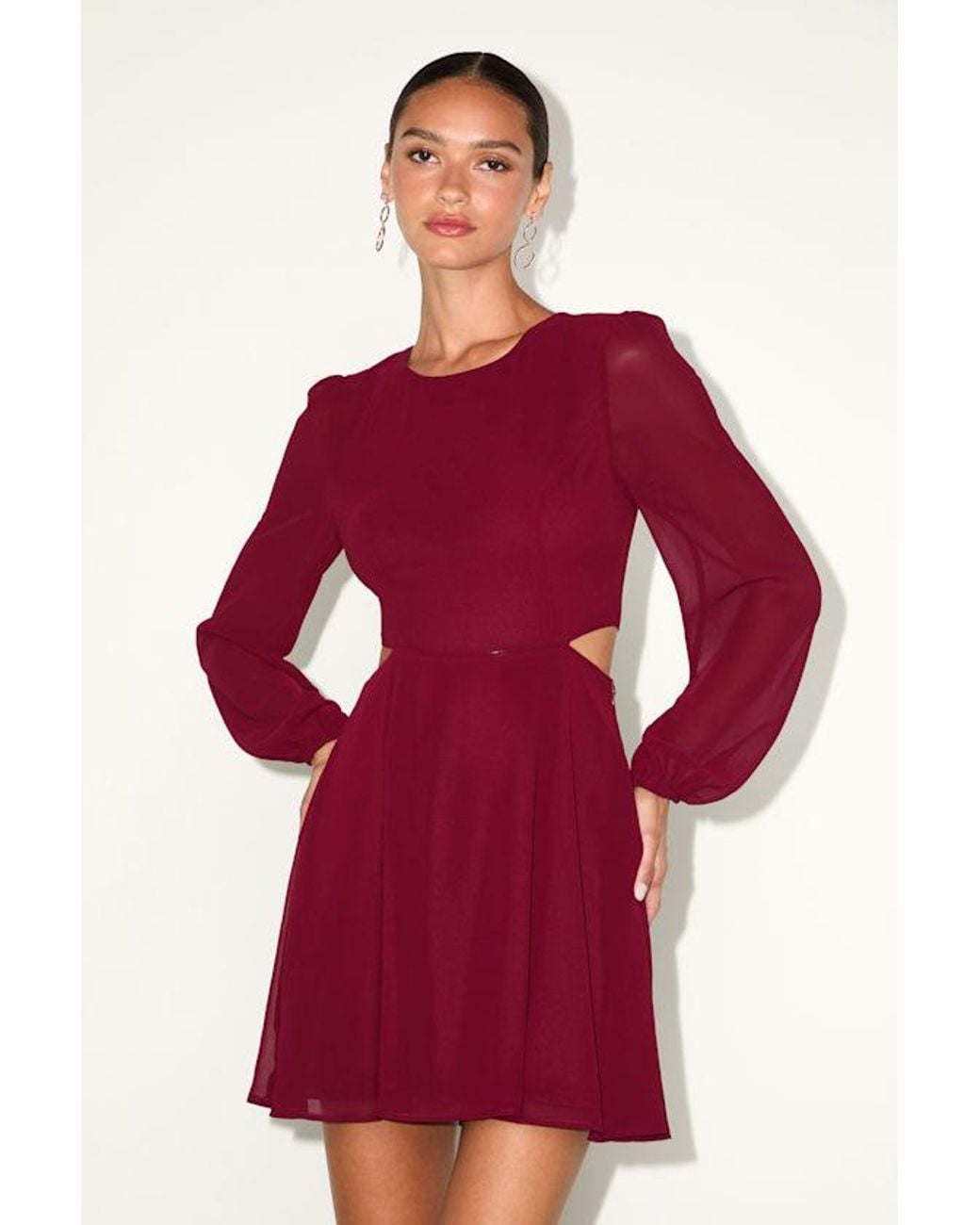 Lulus Garden Bliss Long Sleeve Cutout Mini Dress in Red | Lyst Lulus Garden Bliss Long Sleeve Cutout Mini Dress in Red | Lyst