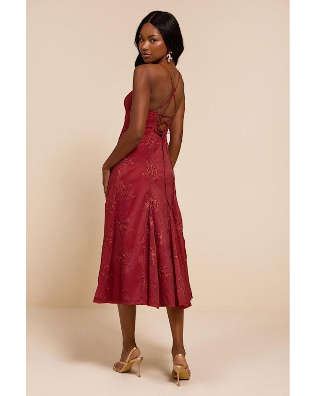 Lulus Ailene Embroidered Bustier Midi Dress