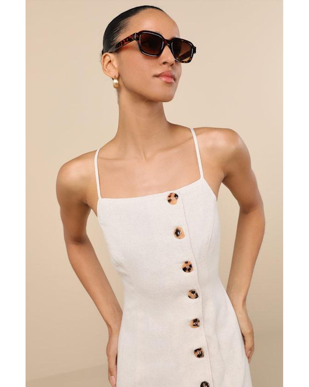 Lulus Natural Chic Objective Light Button-Front Mini Dress