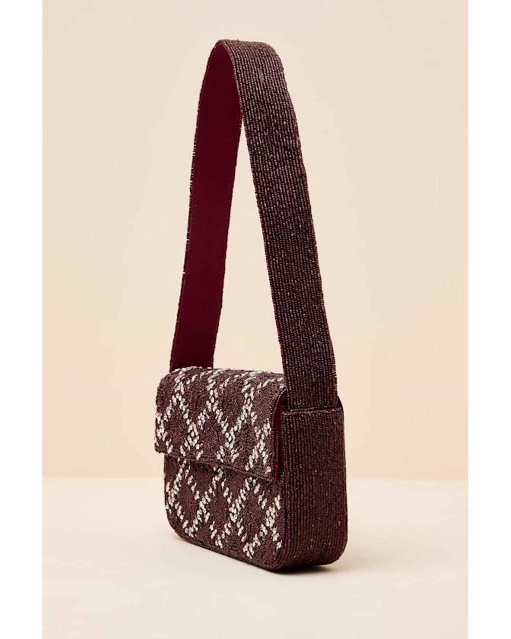 Lulus Red Sylvia Beaded Rhinestone Shoulder Bag