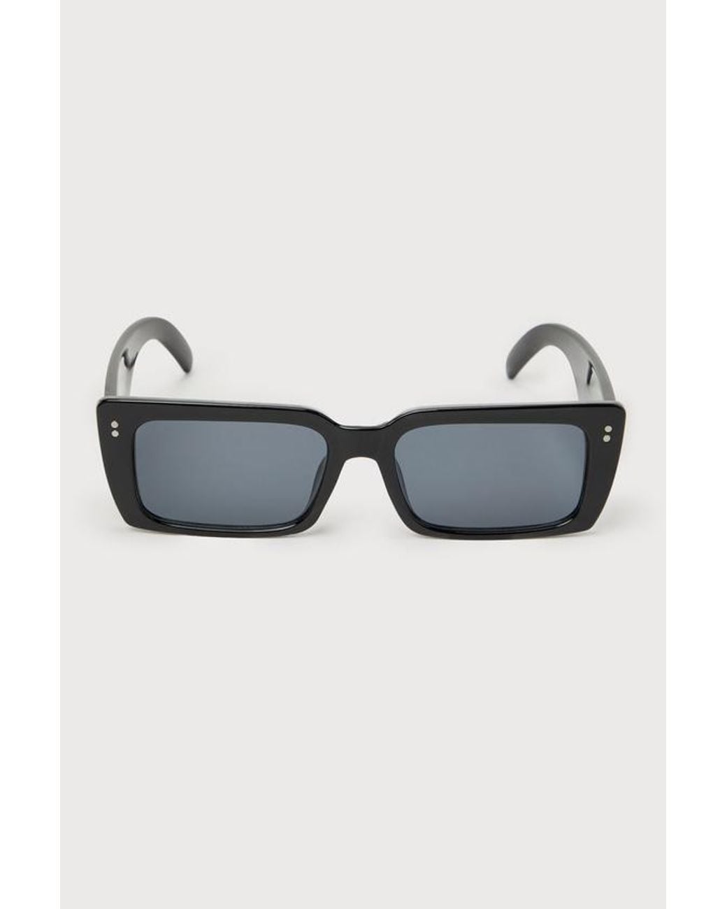 Lulus Black Icon Ready Rectangular Sunglasses