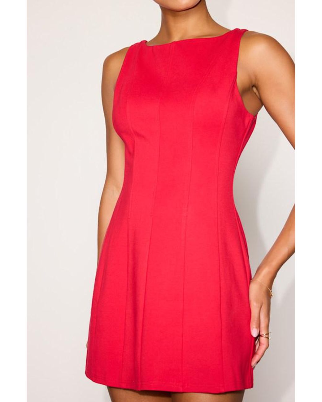 Lulus Red Lavonne Sleeveless Boat Neck Mini Dress