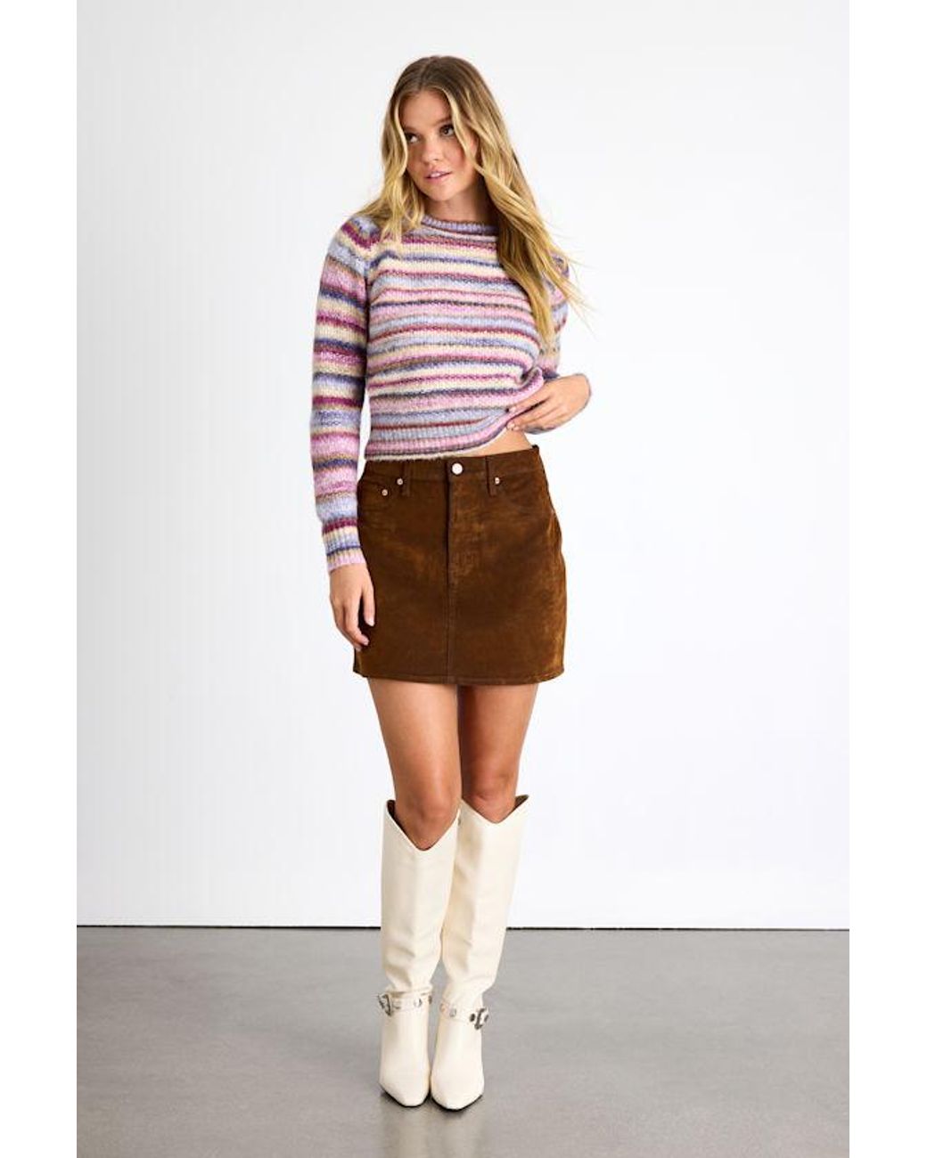 Daze Denim Red Stash Flocked Denim High-Rise Mini Skirt