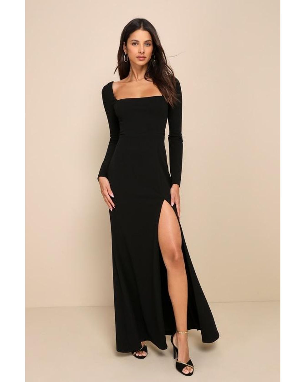 Lulus Black Infinitely Elegant Long Sleeve Maxi Dress