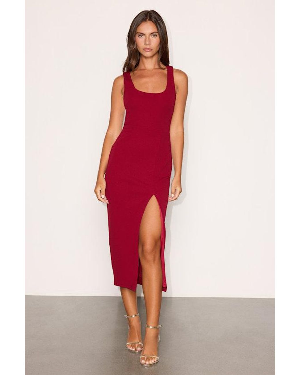 Lulus Red Sultry Elegance Cutout Bodycon Midi Dress