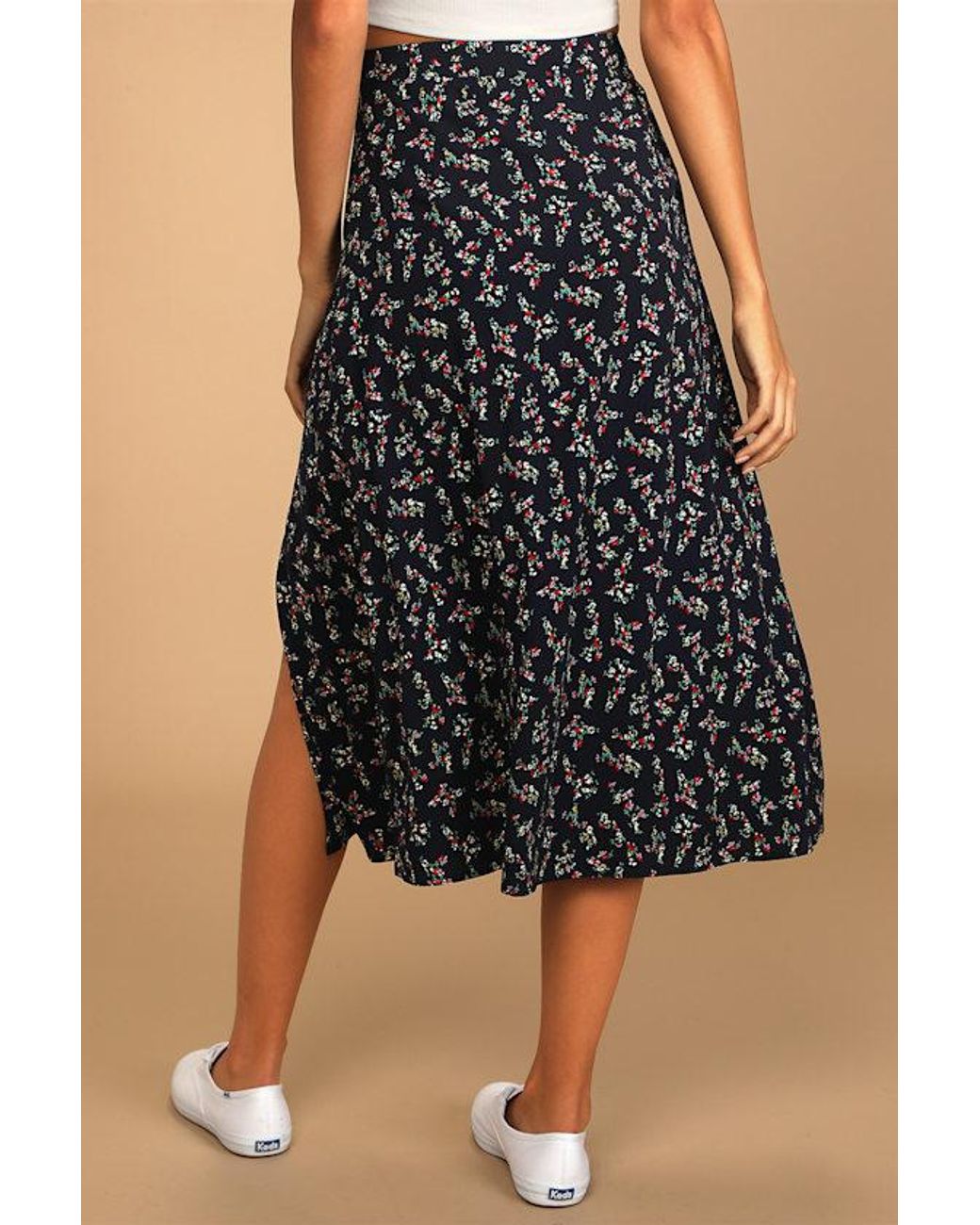 Lulus Blue Bliss Me Floral Print Midi Skirt