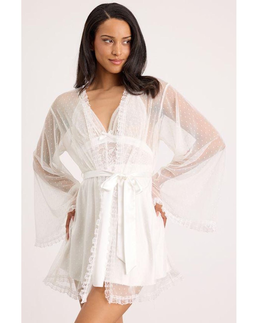 Lulus White Ambrosia Sheer Mesh Short Robe