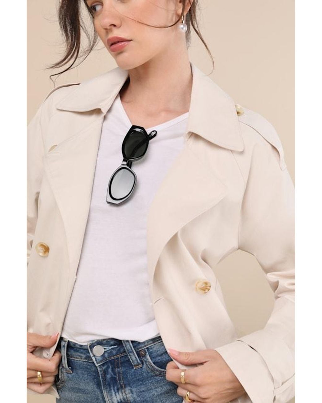 Lulus Blue Lianna Cropped Trench Coat