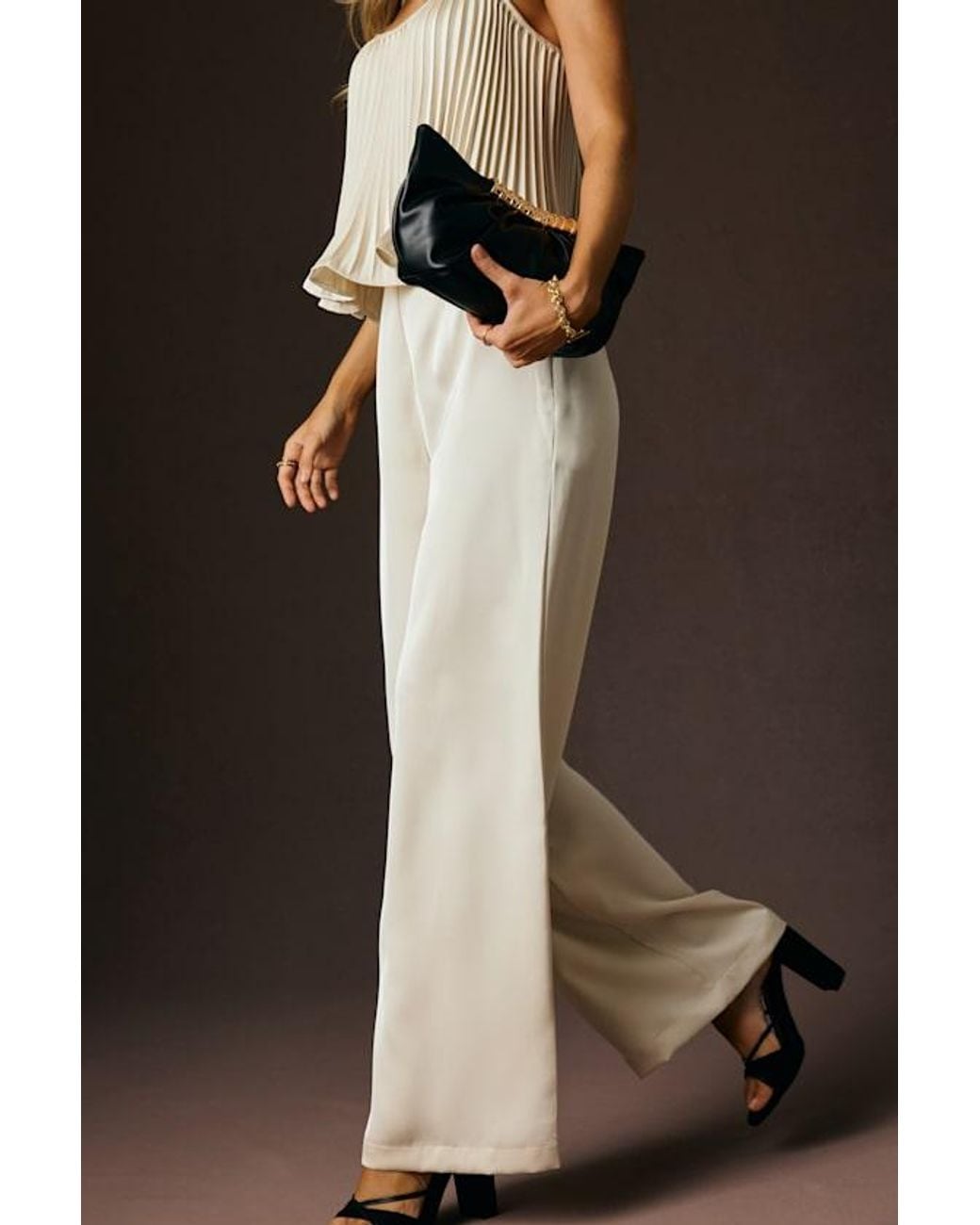 Lulus Natural Caspian Cream Satin Wide-Leg Pants