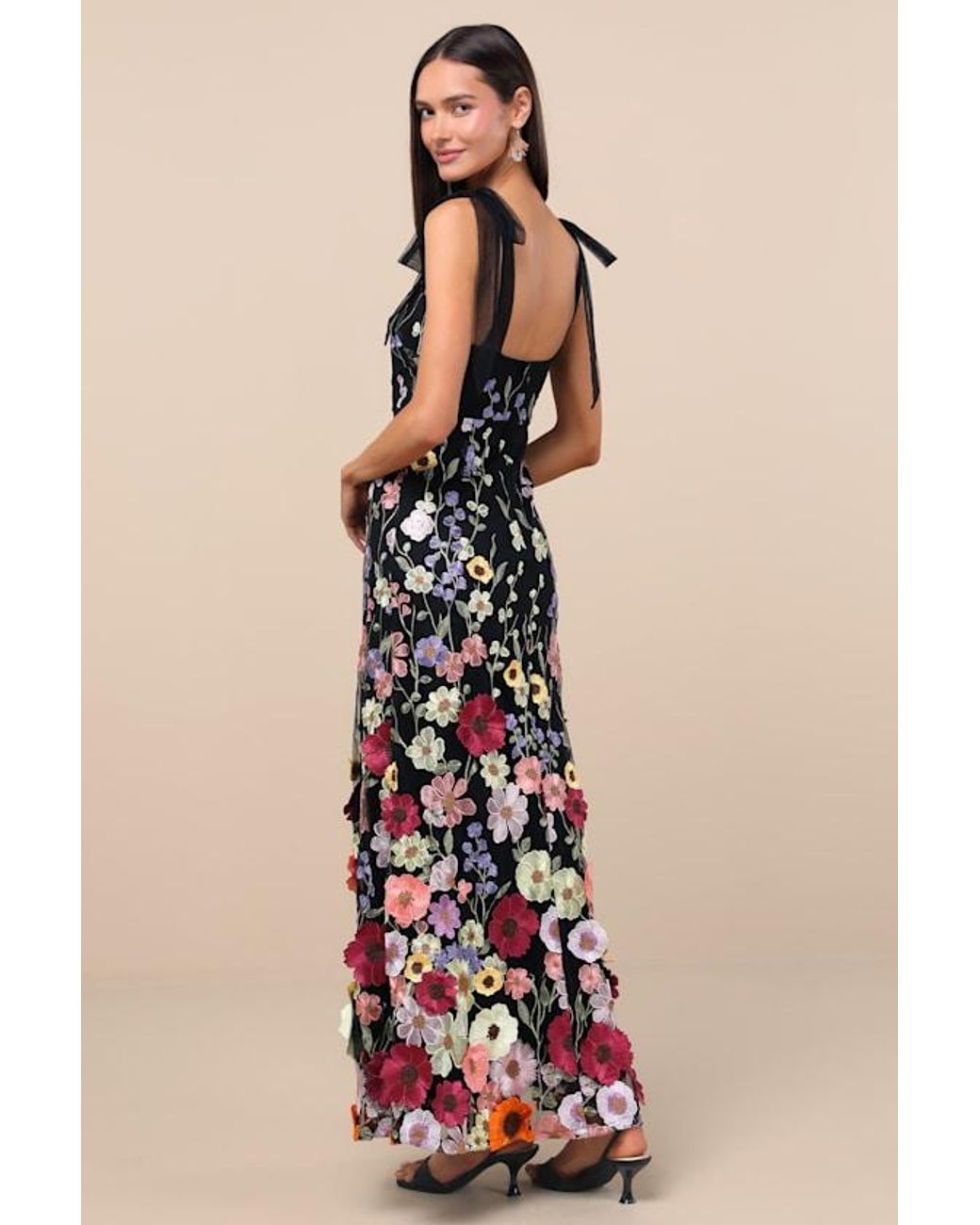 Lulus White Thriving Poise 3D Floral Embroidered Tie-Strap Maxi Dress