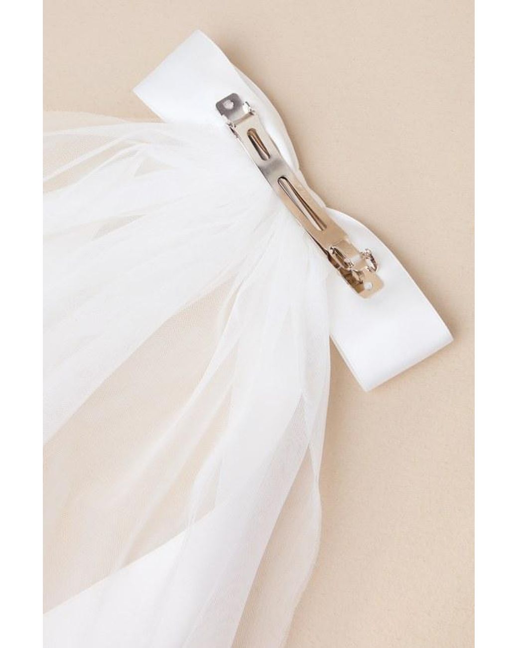 Lulus White Dreamy Adoration Satin Bow Hair Clip Veil