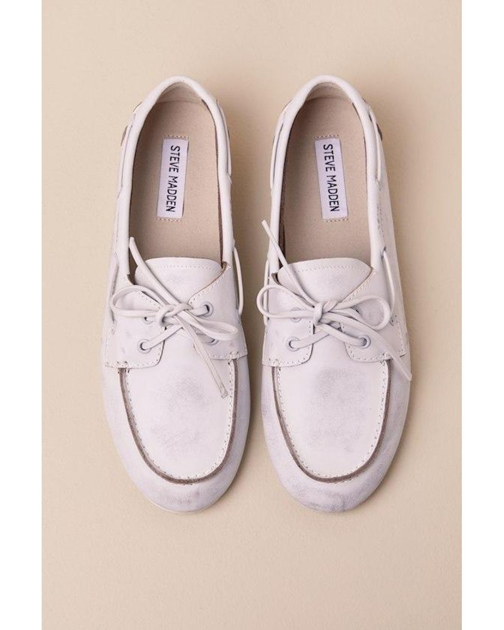 Steve Madden Sag Leather Distressed Lace Up Loafers in Natural Lyst UK