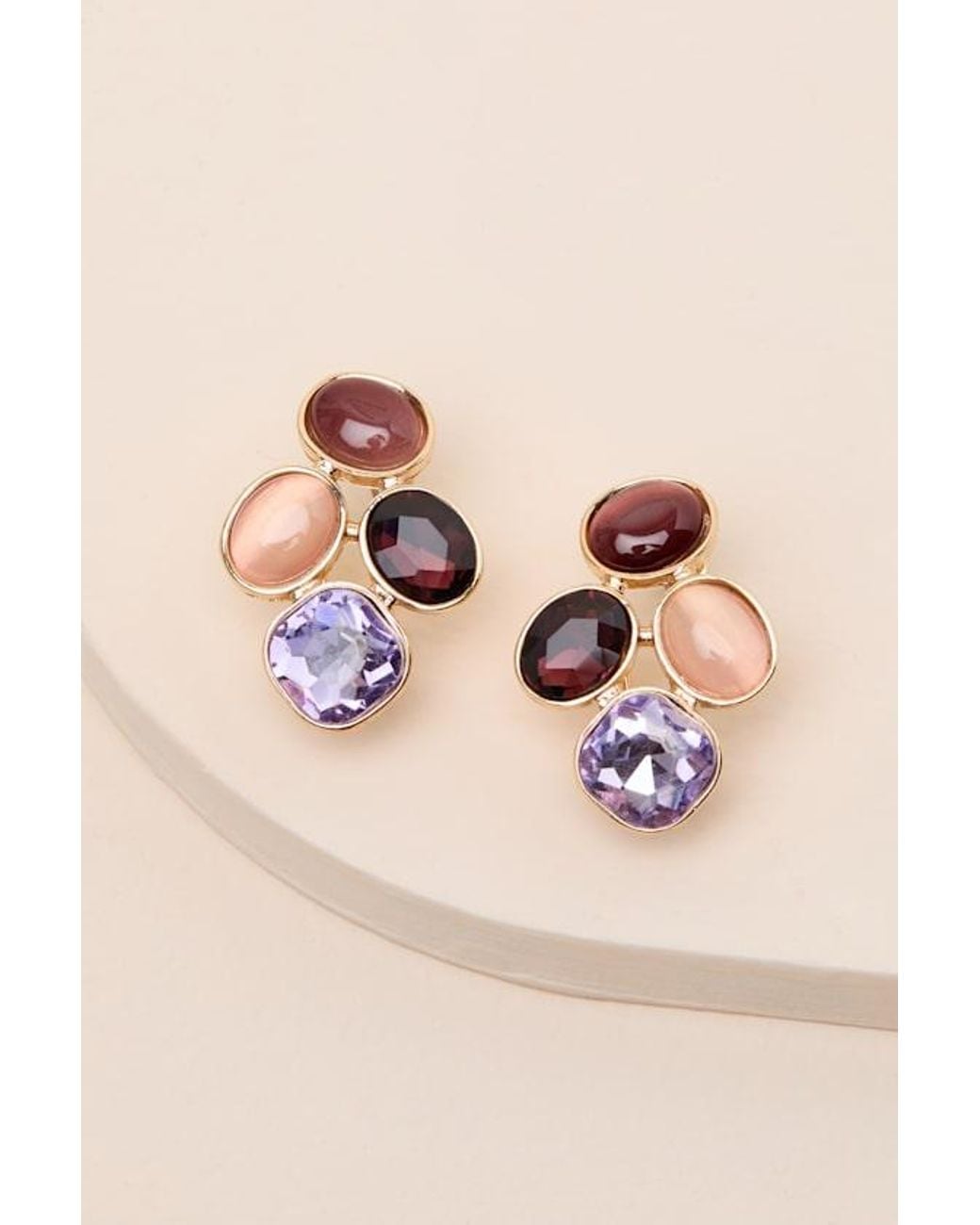 Lulus Pink Naya Multi Rhinestone Statement Earrings