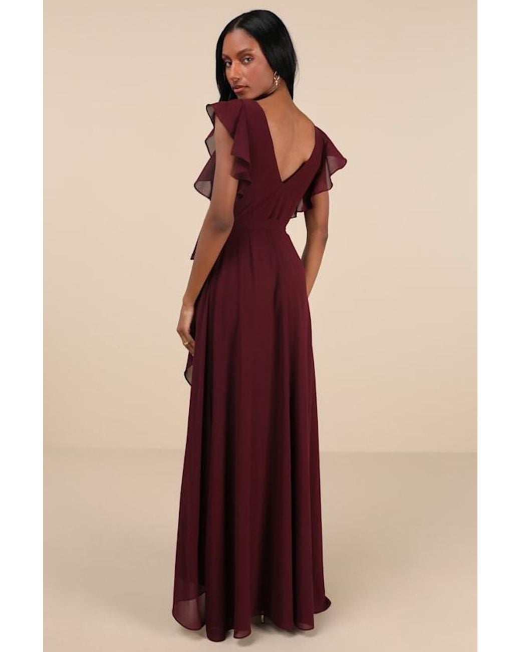 Lulus Red Ravishing Charm Ruffled Wrap High-Low Maxi Dress