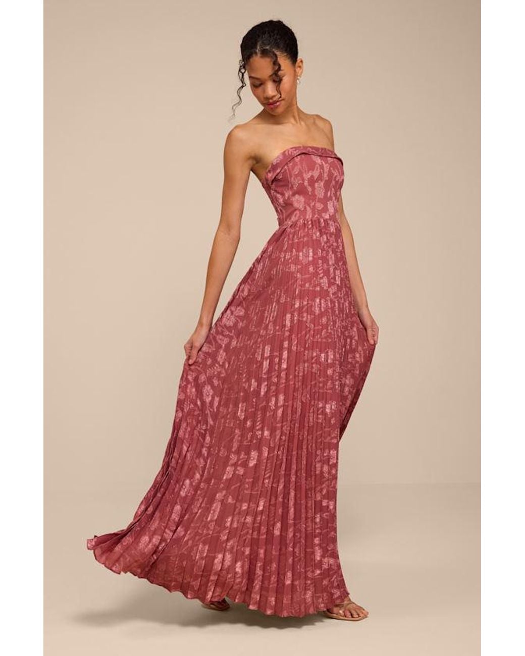 Lulus Red Perfectly Stunning Rusty Rose Floral Burnout Maxi Dress