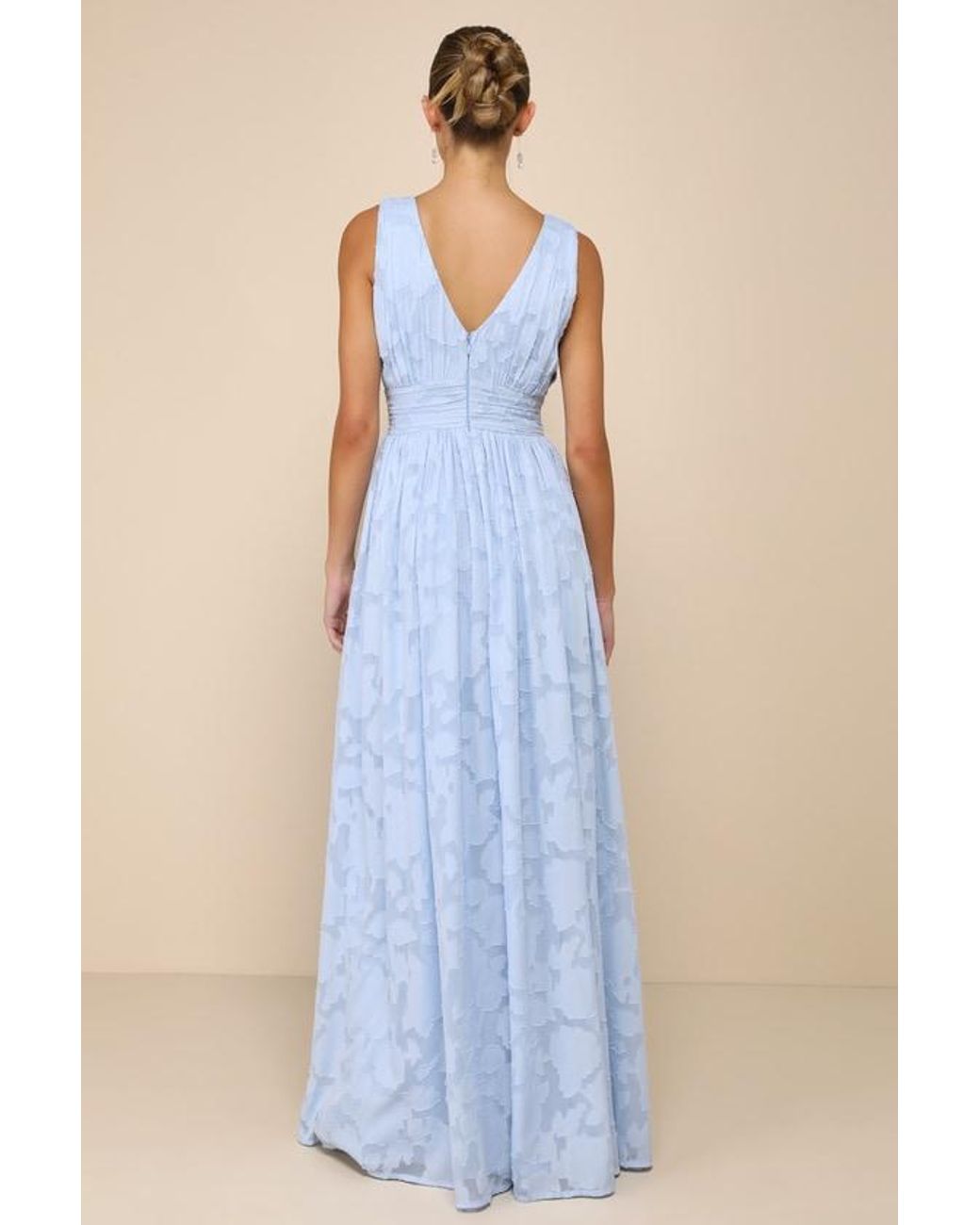 Lulus Blue Sweet Sophistication Burnout Floral Maxi Dress