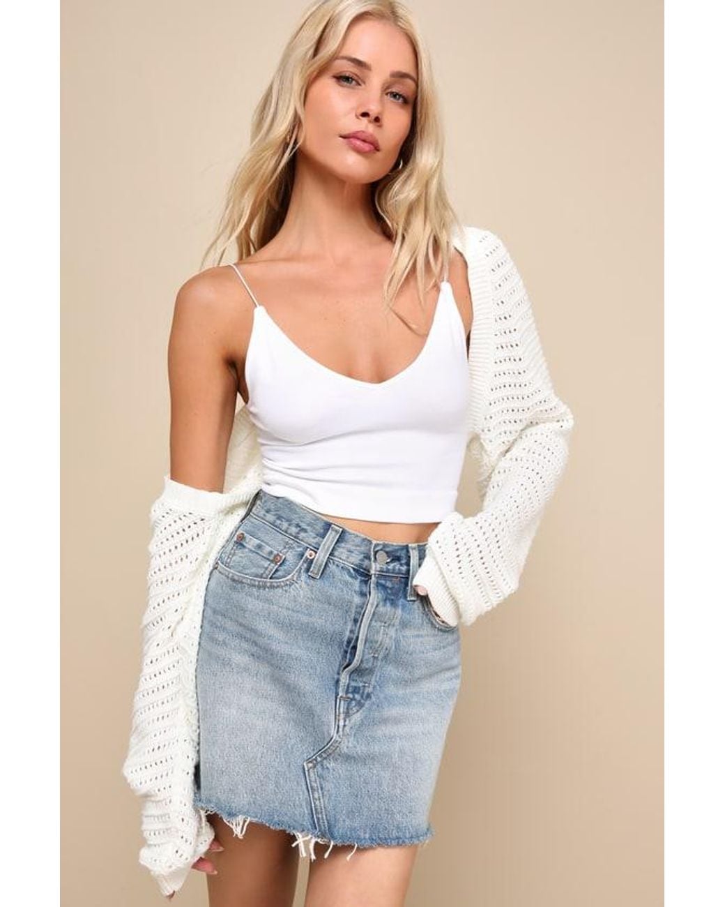 Lulus Blue Perfectly Comforting Pointelle Open-Front Shrug Sweater