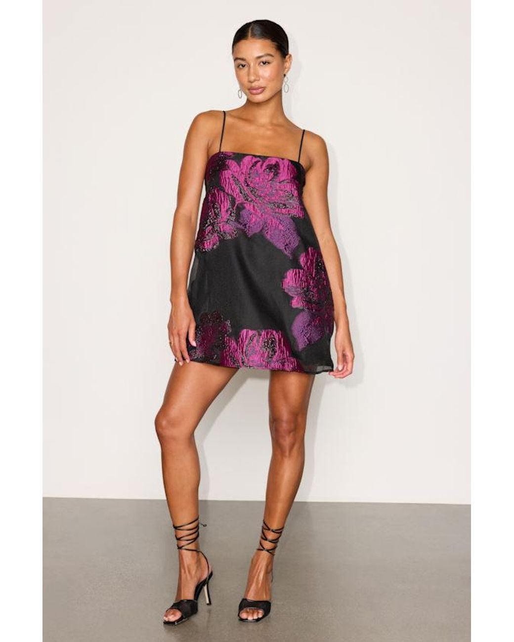 Lulus Purple Yavanna And Floral Jacquard Shift Mini Dress