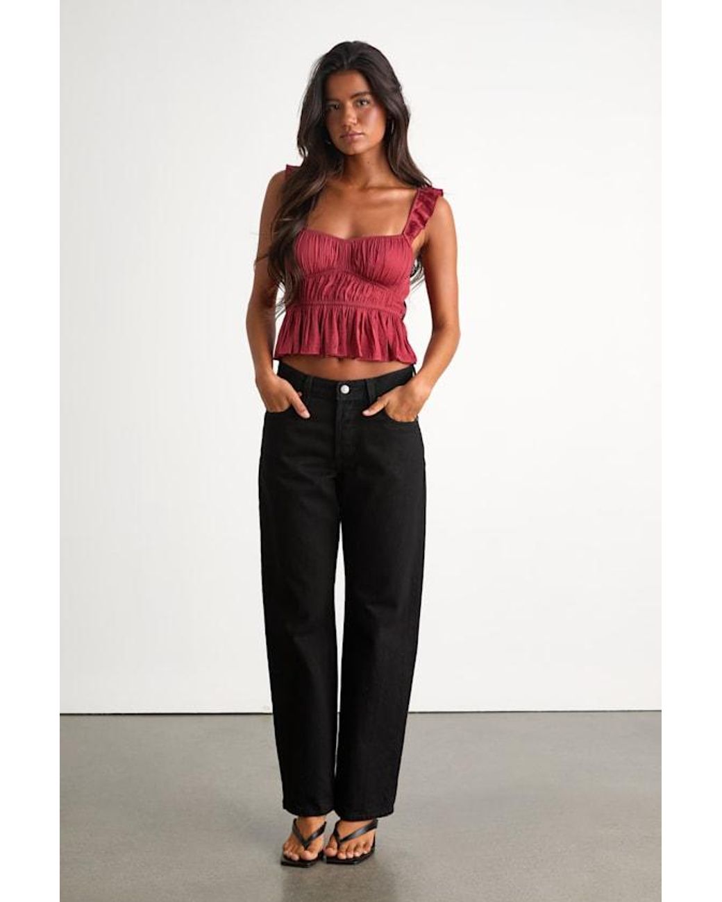Lulus Red Sophisticate Satin Peplum Tank Top
