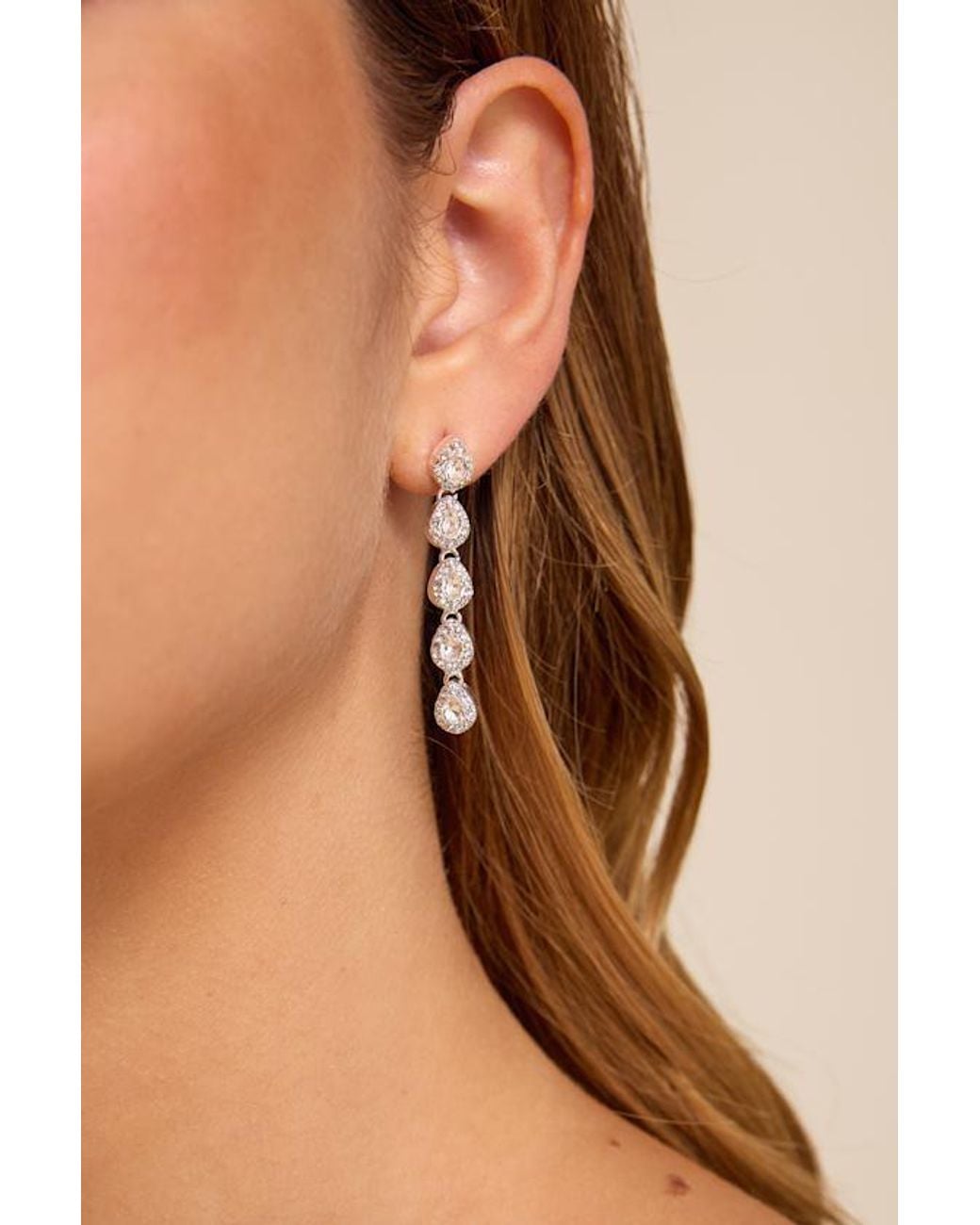 Lulus Natural Brilliant Shine Rhinestone Drop Earrings
