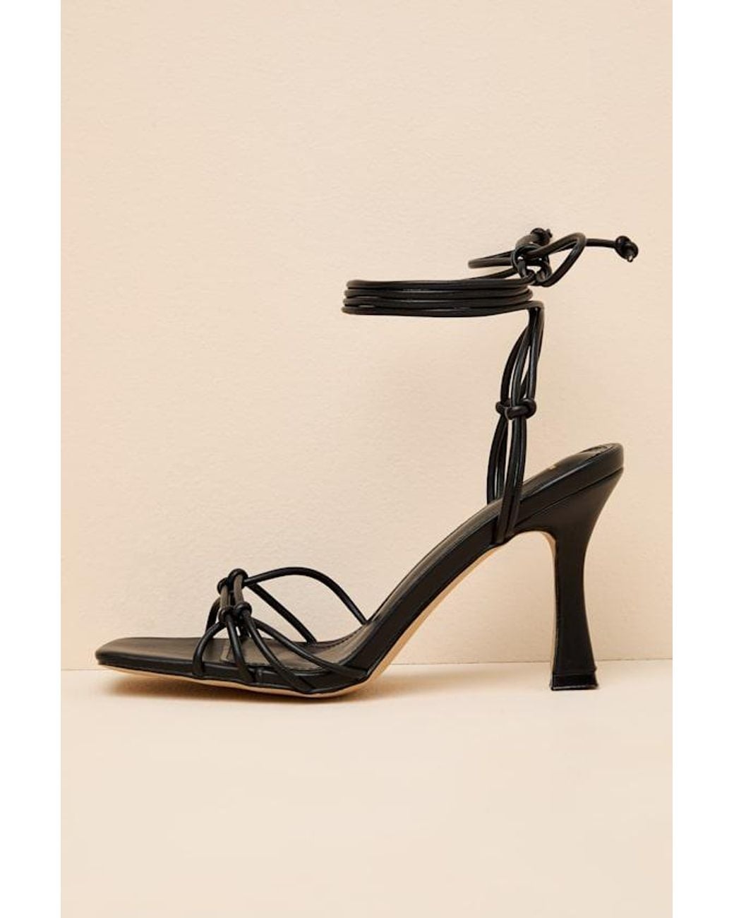 Lulus Natural Anka Strappy Lace-Up High Heel Sandals