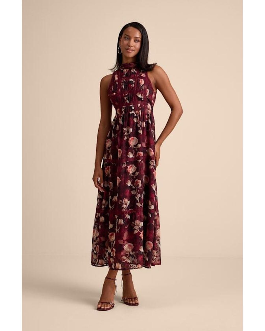 Lulus Etheline Floral Lace Tiered Midi Dress | Lyst Lulus Etheline Floral Lace Tiered Midi Dress | Lyst