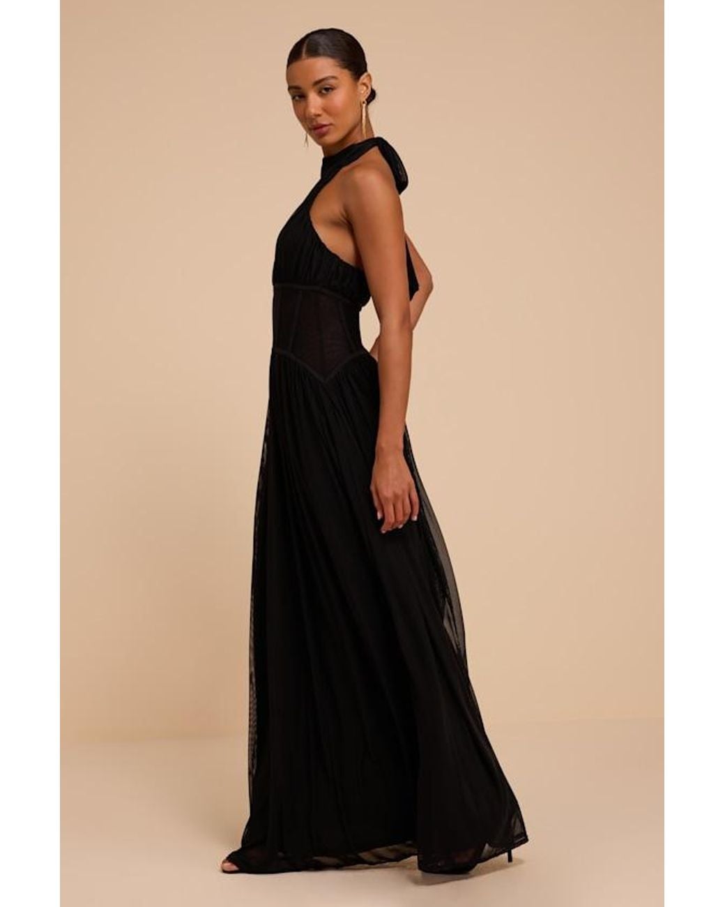Lulus Black Lenora Halter Maxi Dress