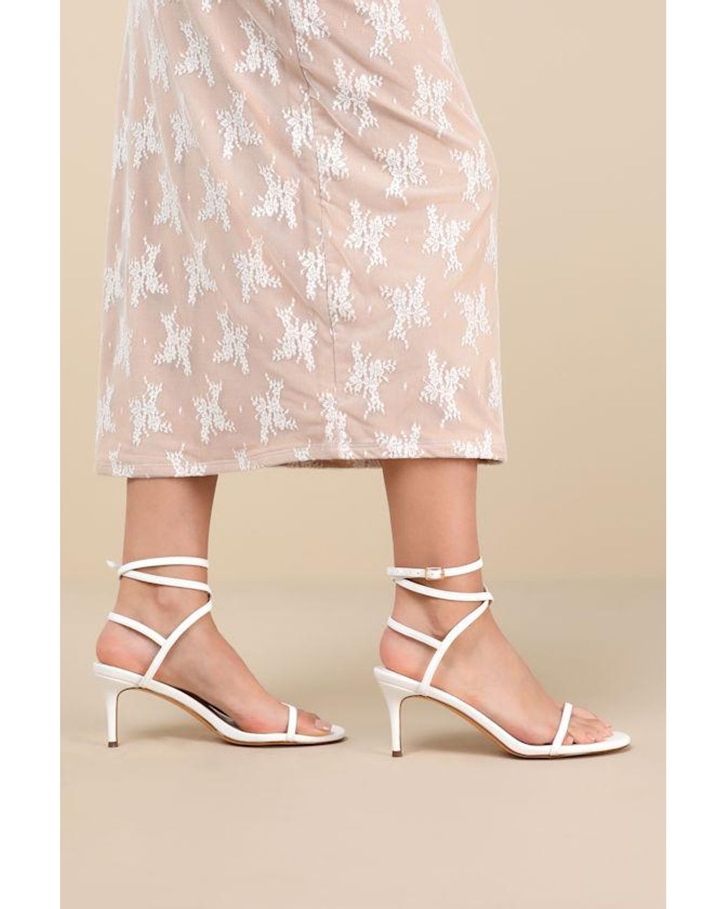 Lulus Natural Sydd Ankle Wrap Low Heel Sandals