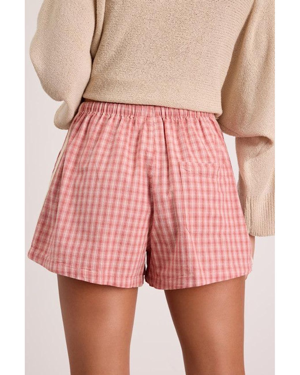 Rhythm Pink Kirra Gingham Drawstring Shorts