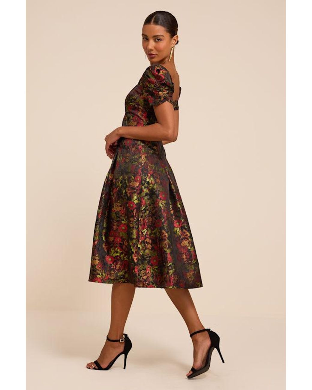 Lulus Natural Jolie Floral Midi Dress