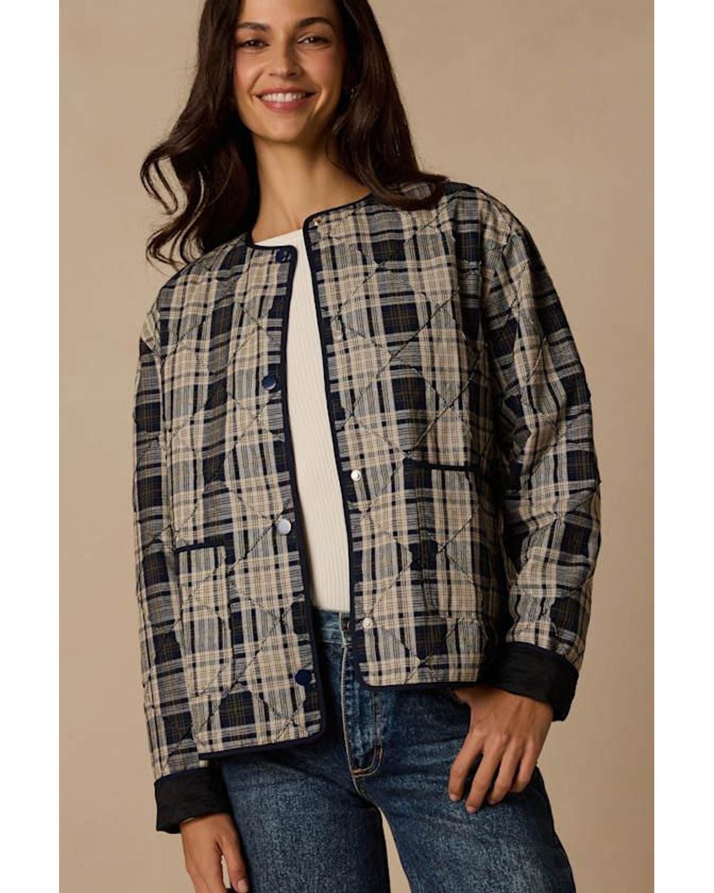 Lulus Black Norma And Plaid Quilted Jacket