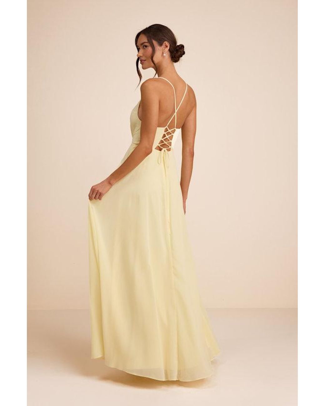 Lulus Natural Romantically Speaking Cowl Lace-Up Maxi Dress