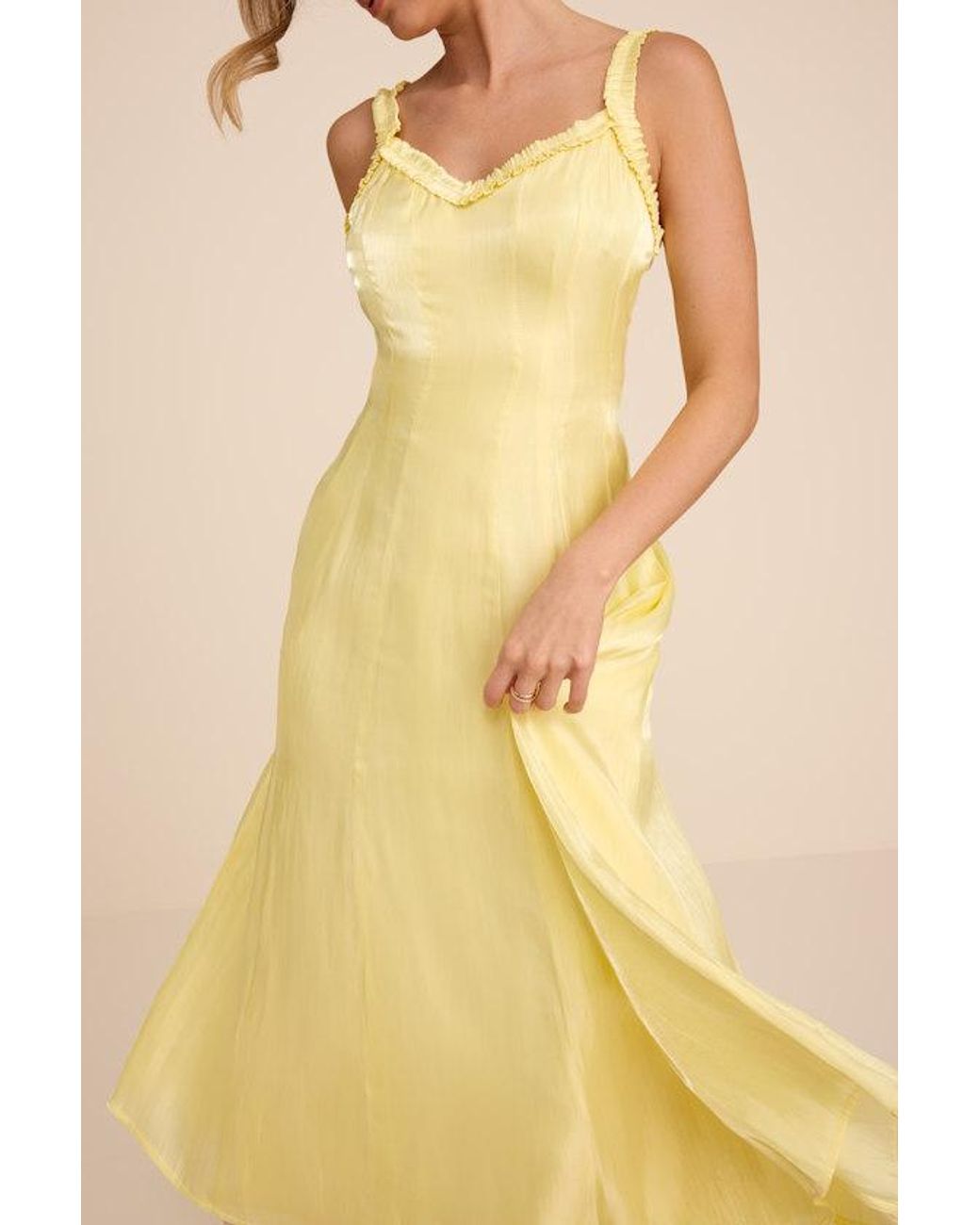 Lulus Yellow Marlana Sleeveless Ruffled Midi Dress
