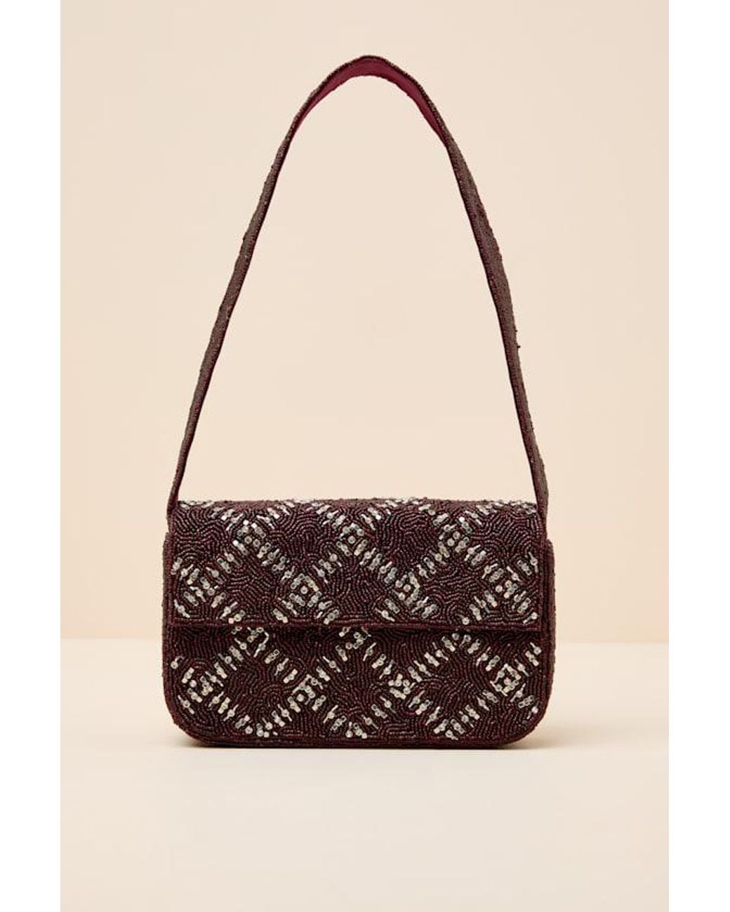 Lulus Red Sylvia Beaded Rhinestone Shoulder Bag