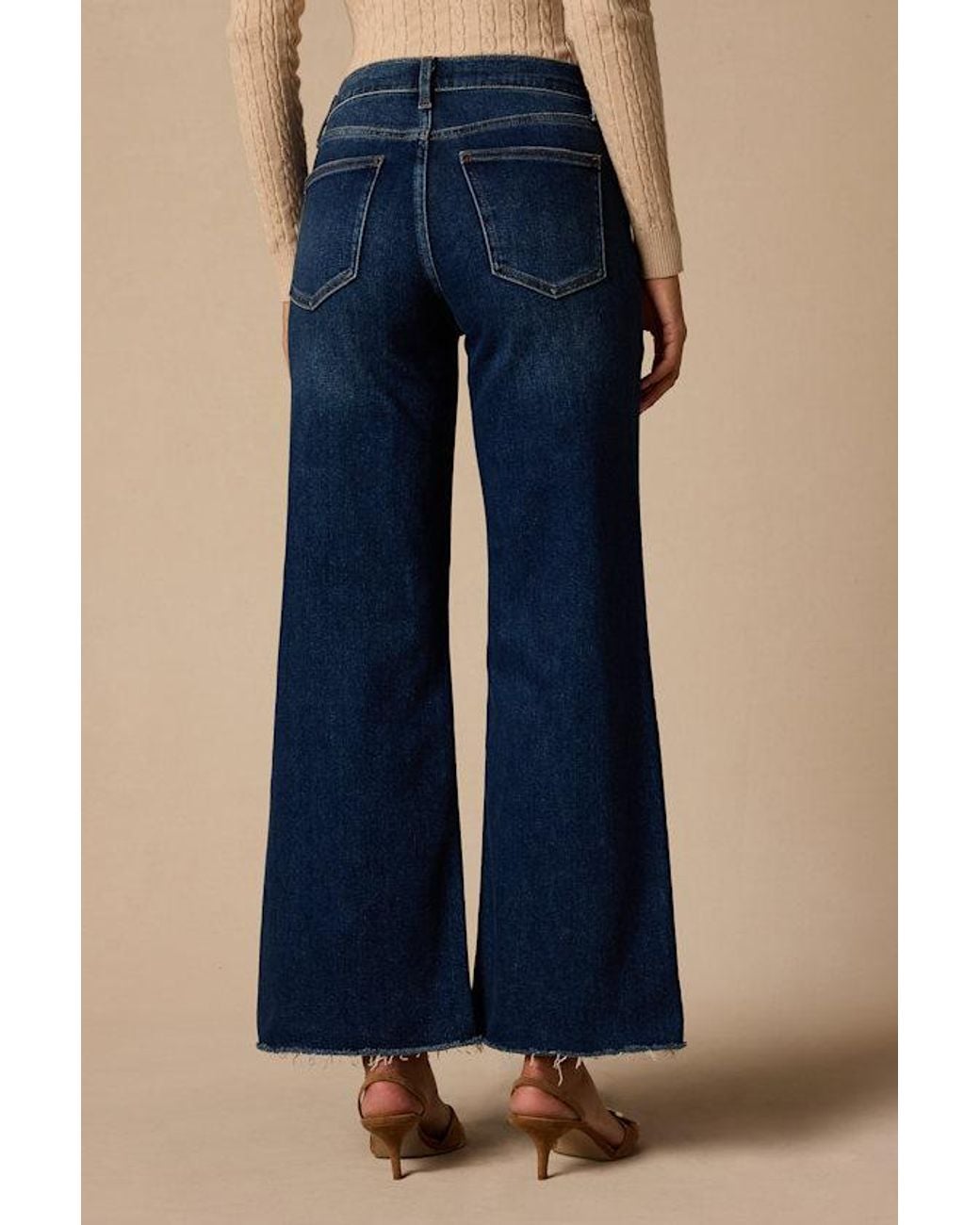Just Black Blue The Longer Length Dark Wash Wide-Leg Jeans