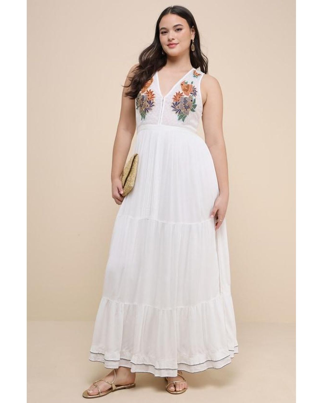 Lulus White Tickets To Paradise Embroidered Maxi Dress