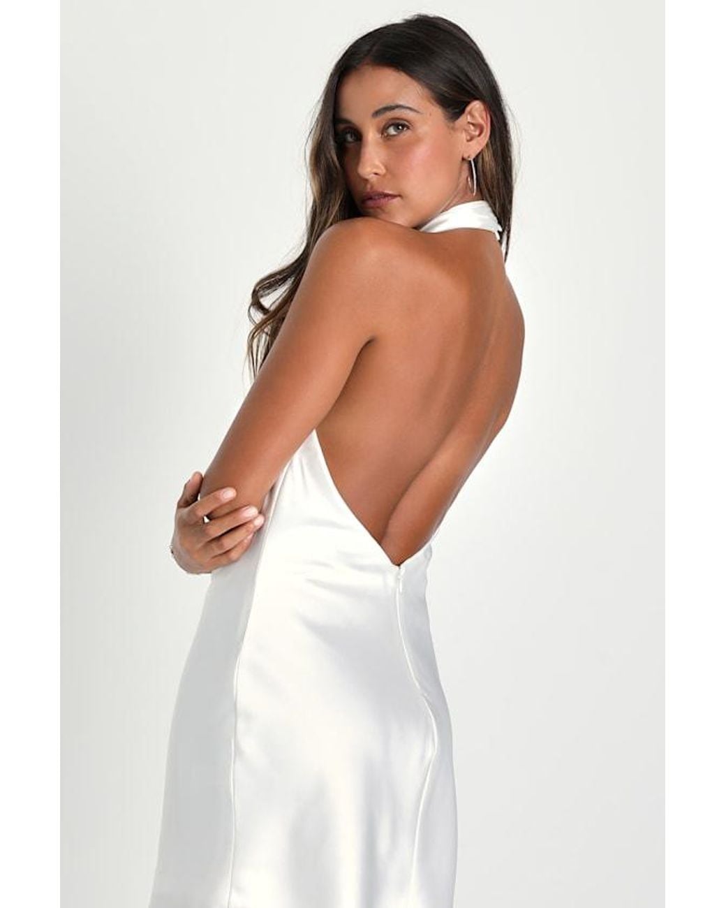 Lulus White Beyond Classy Satin Halter Mini Dress