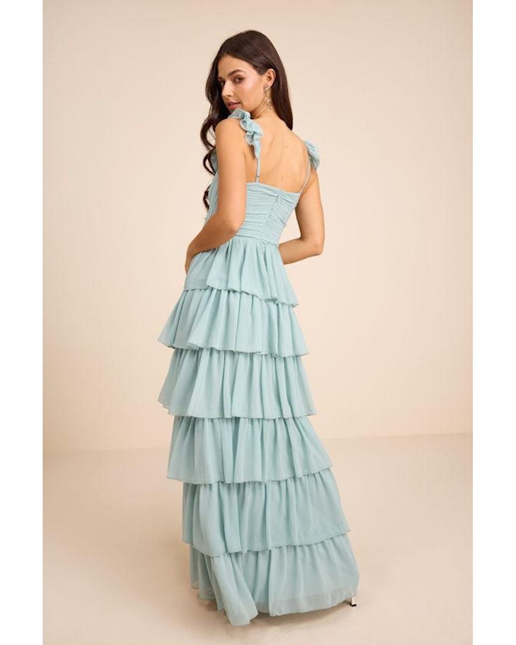 Lulus Blue Alba Ruffled Tiered Maxi Dress
