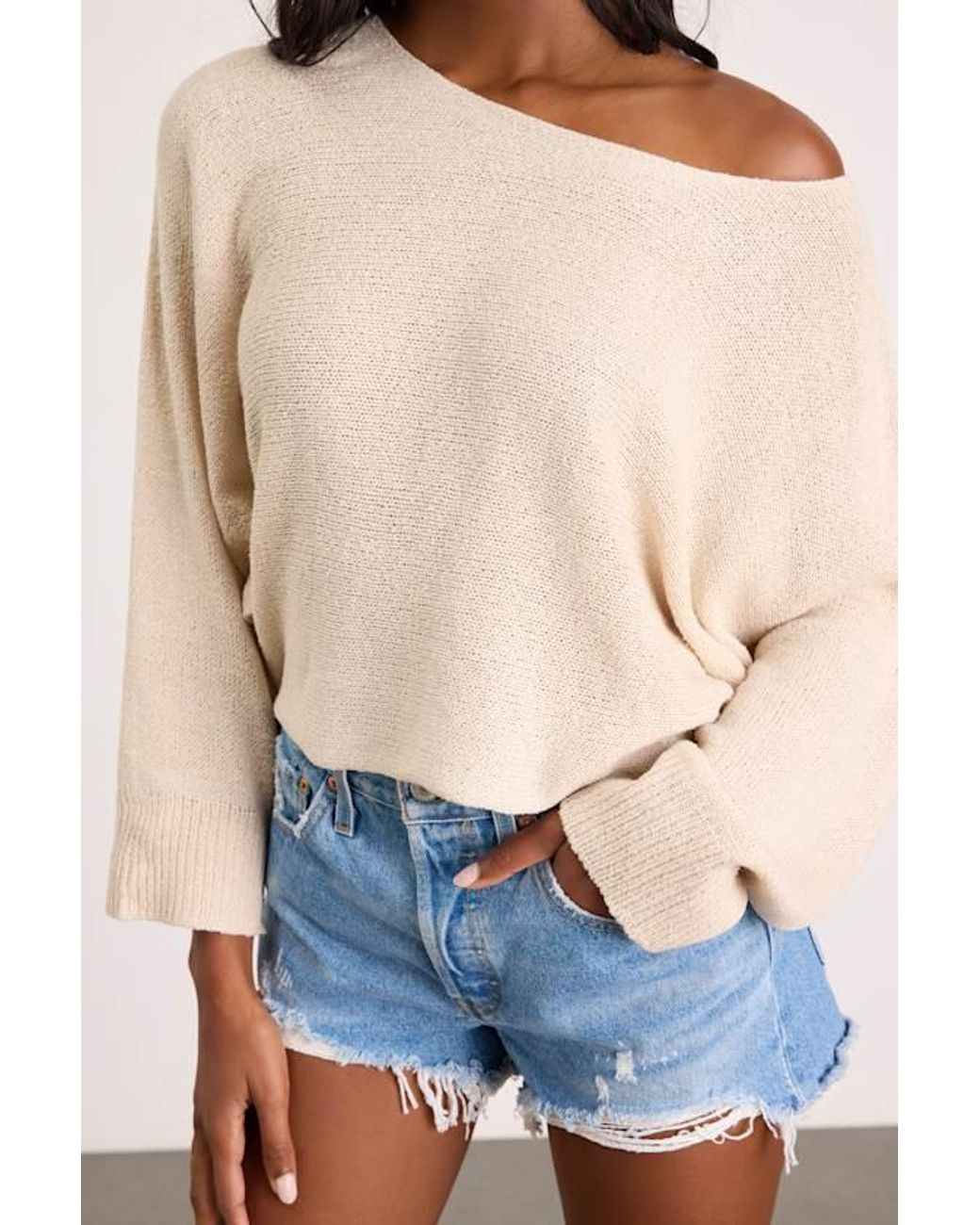 Lulus Natural Jaylin Cream Boat Neck Pullover Sweater