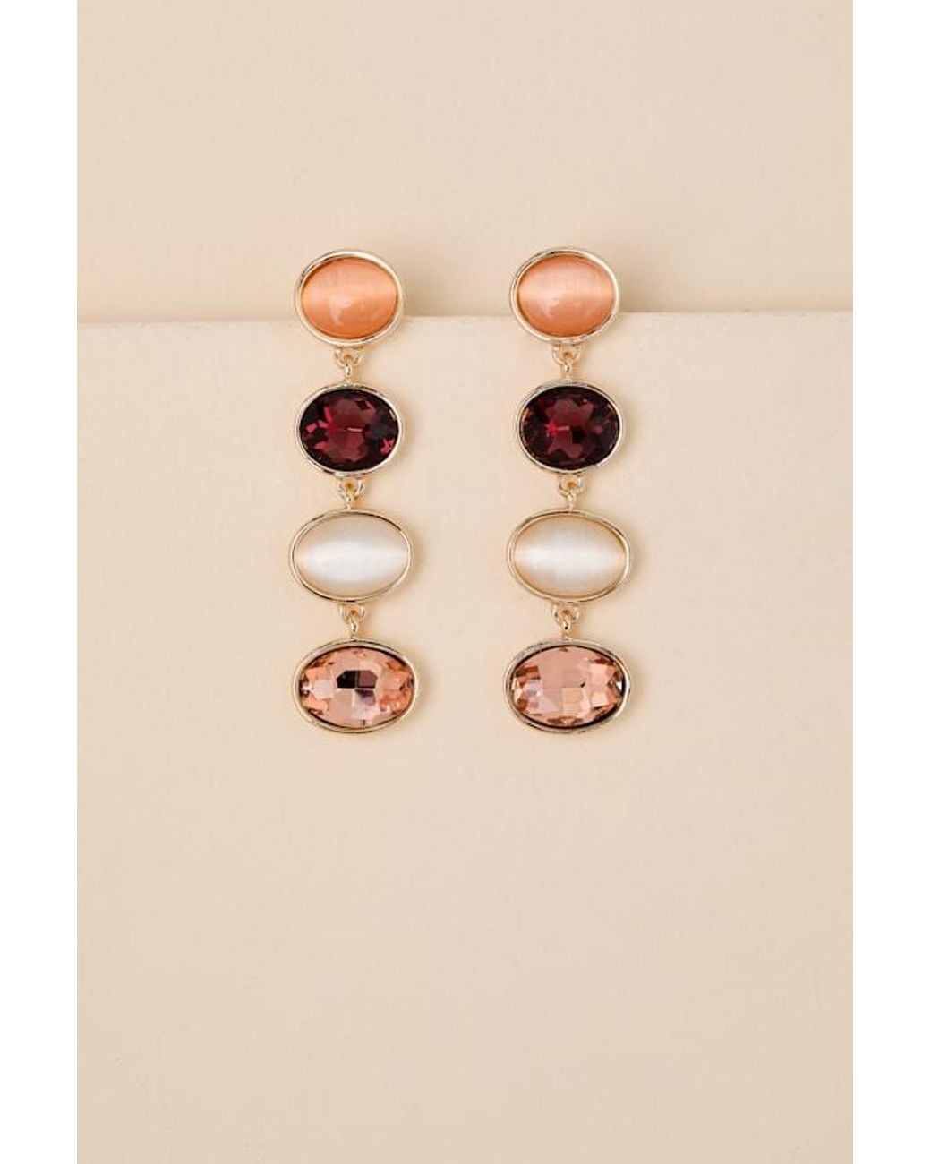Lulus Brown Arianda Multi Rhinestone Drop Earrings